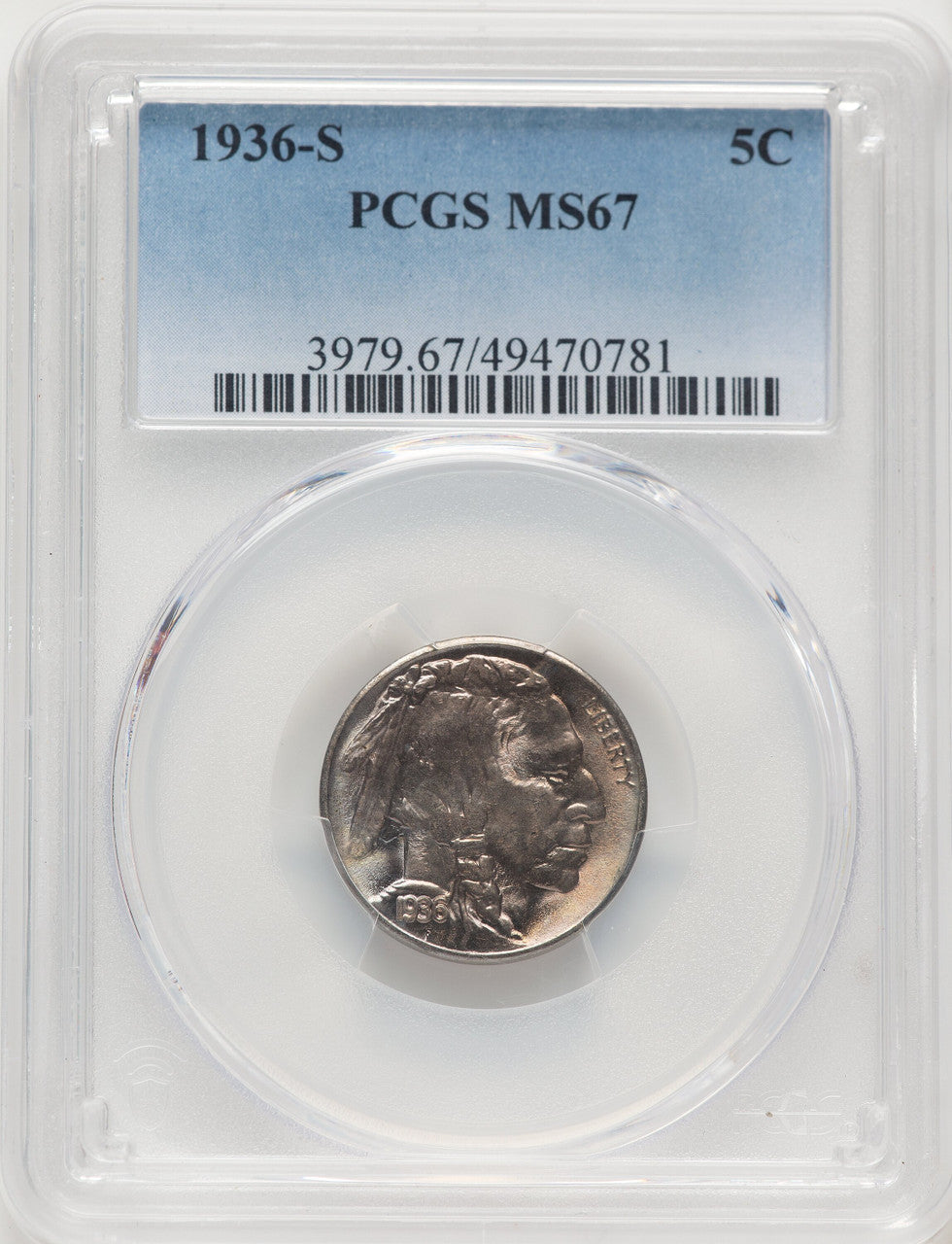 1936-S 5C Buffalo Nickel PCGS MS67