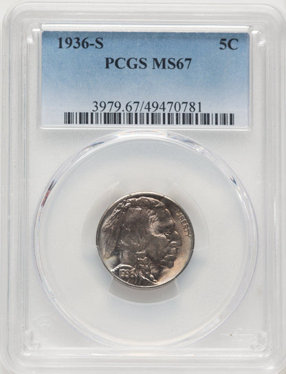 1936-S 5C Buffalo Nickel PCGS MS67