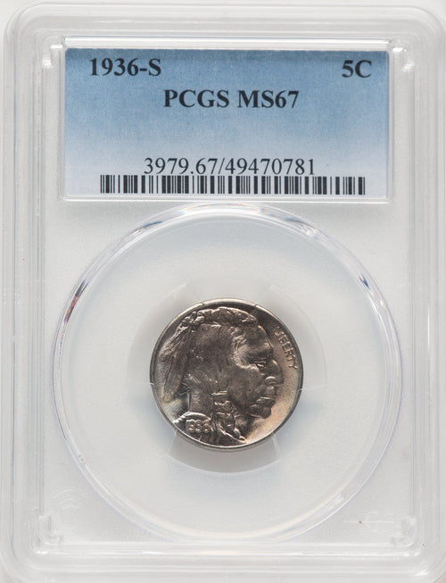 1936-S 5C Buffalo Nickel PCGS MS67