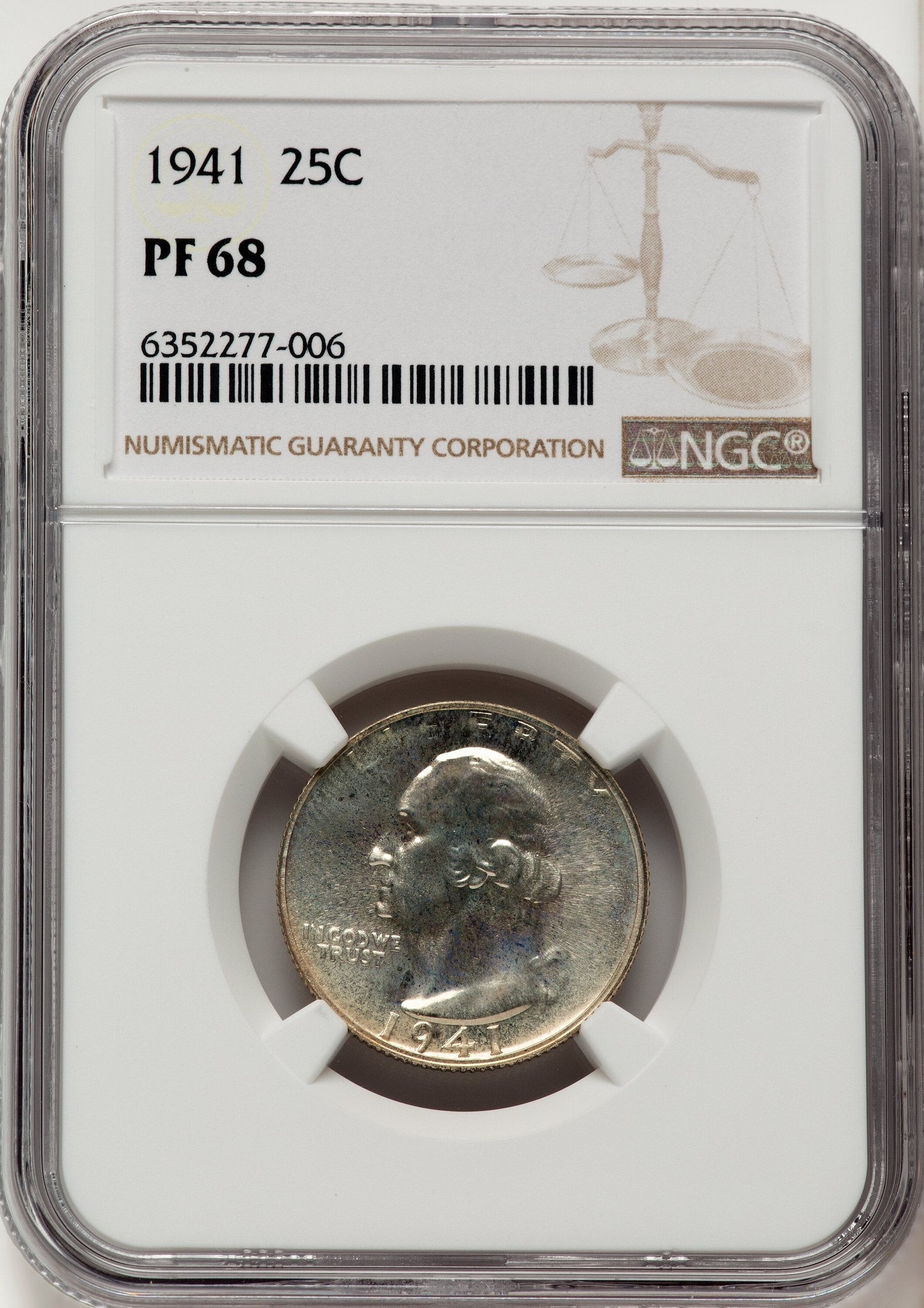 1941 25C Proof Washington Quarter NGC PR68