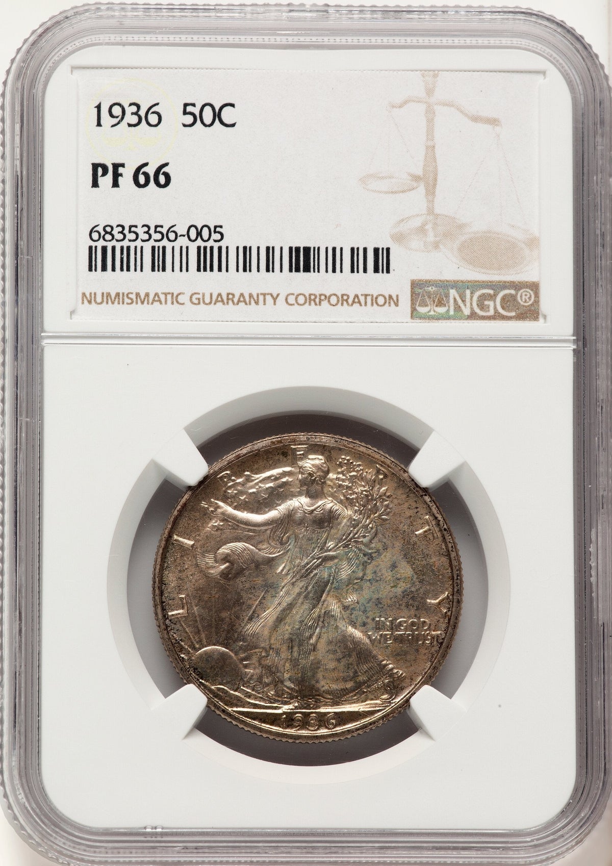 1936 50C Proof Walking Liberty Half Dollar NGC PR66