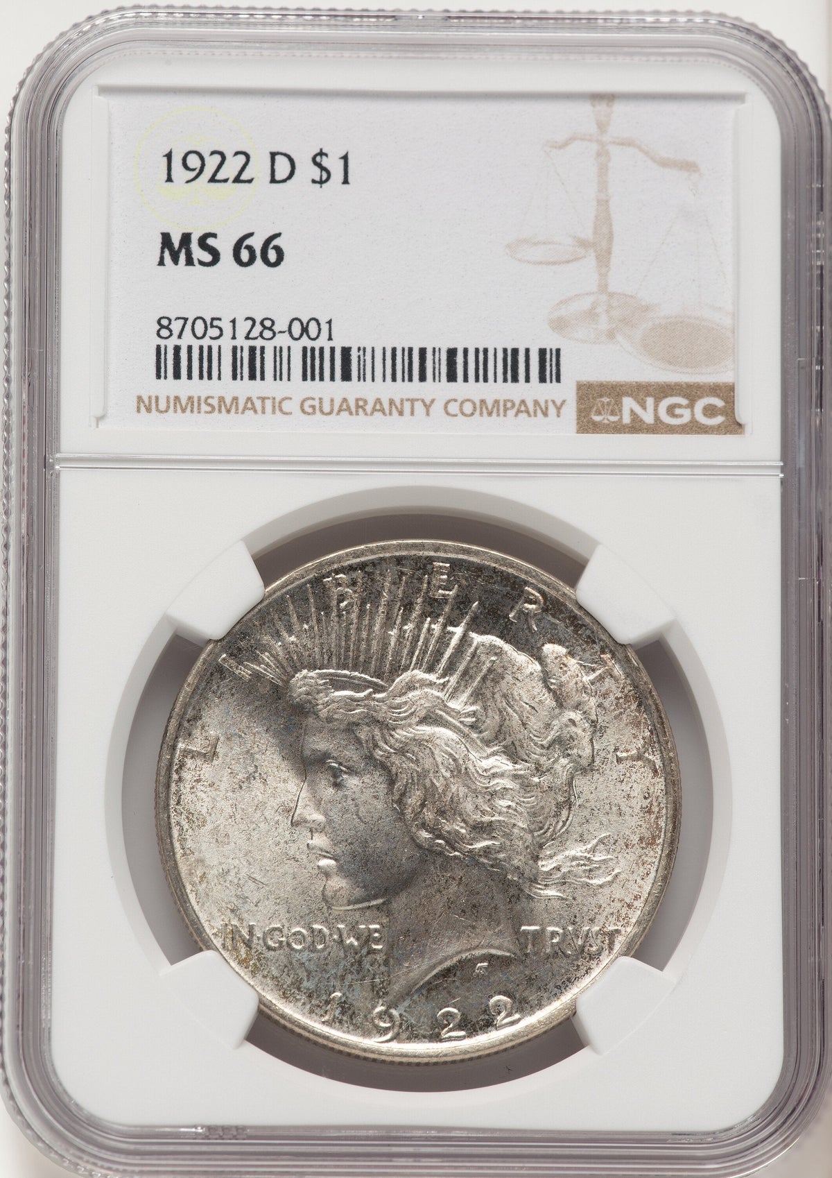 1922-D Peace Dollar NGC MS66