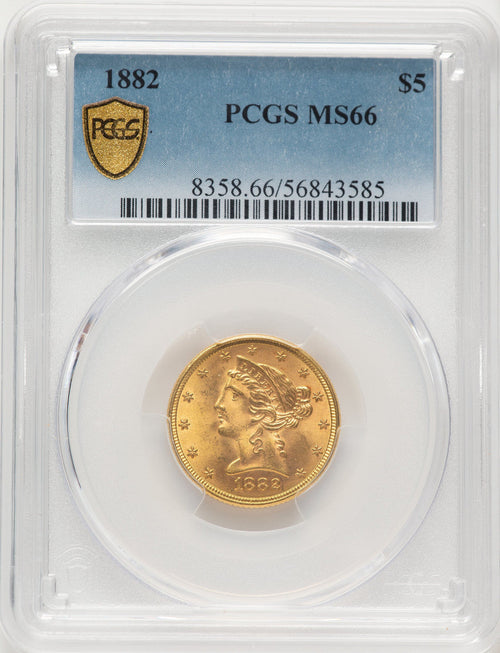 1882 $5 Liberty Half Eagle PCGS MS66