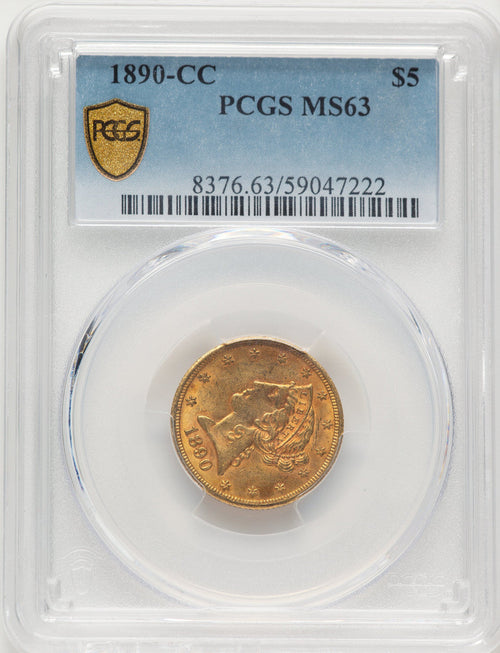 1890-CC $5 Liberty Half Eagle PCGS MS63