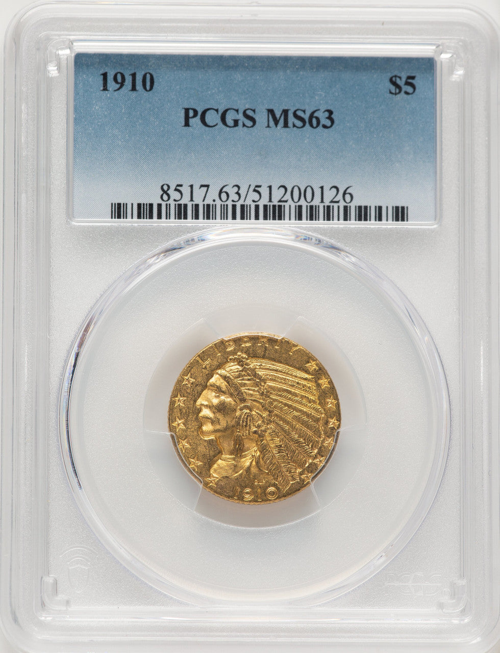 1910 $5 Indian Half Eagle PCGS MS63