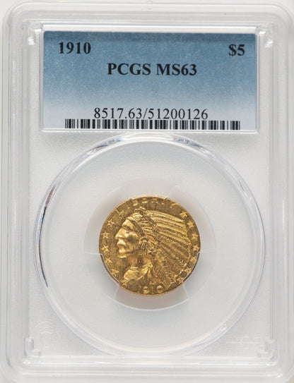 1910 $5 Indian Half Eagle PCGS MS63