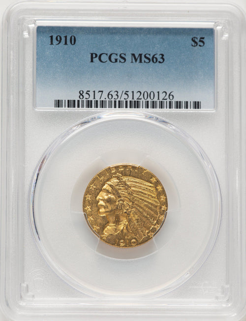 1910 $5 Indian Half Eagle PCGS MS63