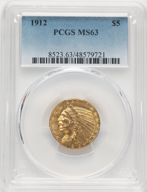 1912 $5 Indian Half Eagle PCGS MS63