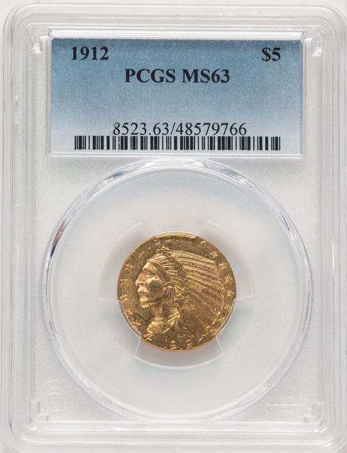 1912 $5 Indian Half Eagle PCGS MS63