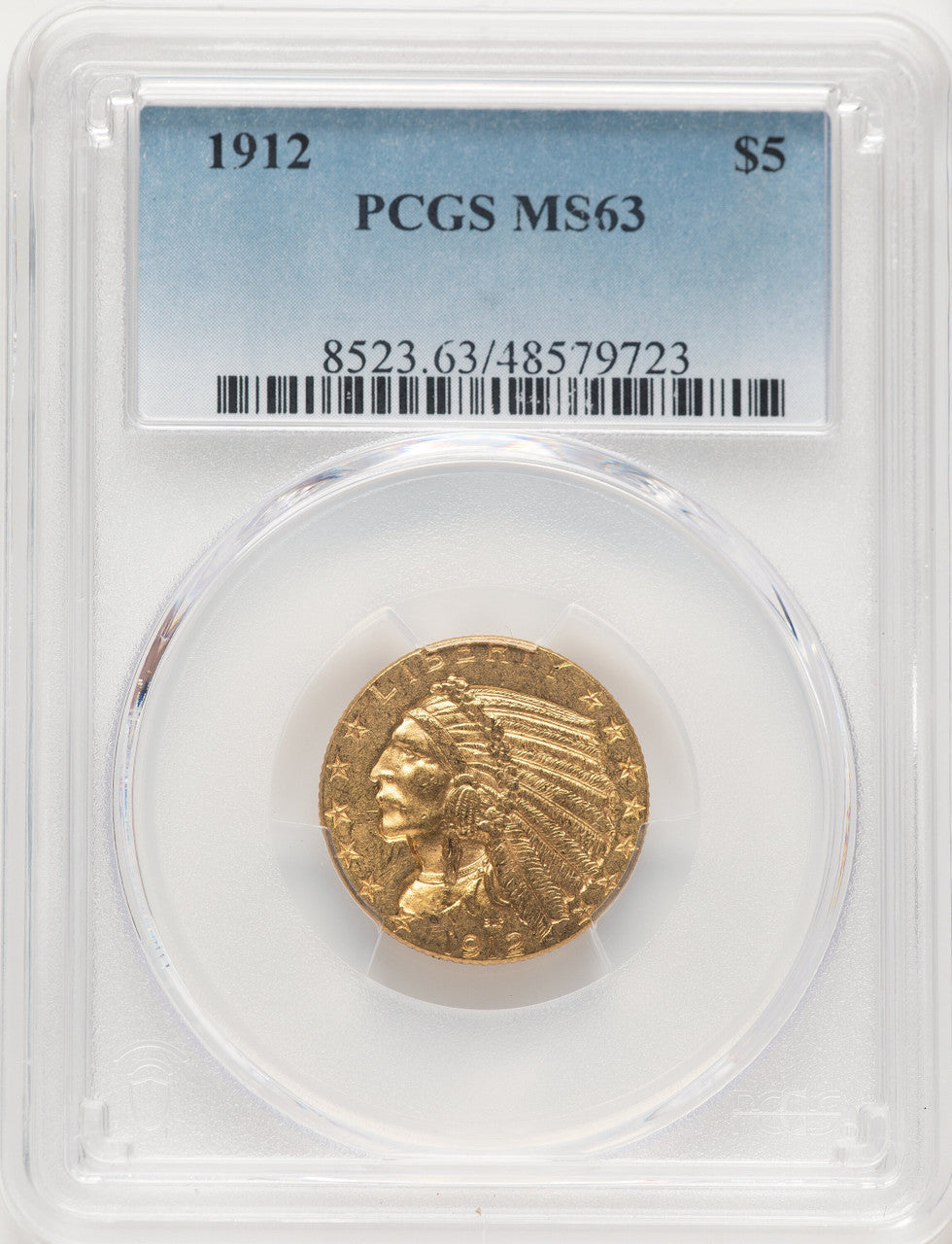 1912 $5 Indian Half Eagle PCGS MS63