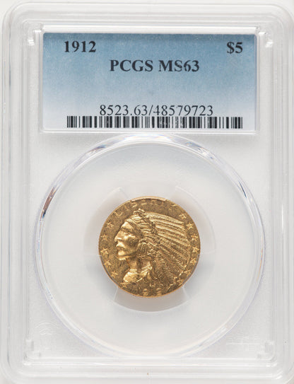 1912 $5 Indian Half Eagle PCGS MS63