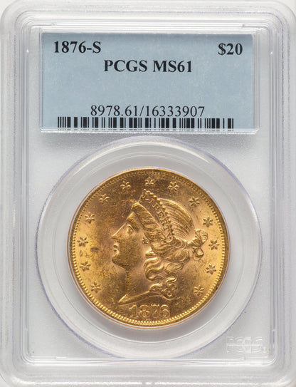 1876-S $20 Liberty Double Eagle PCGS MS61