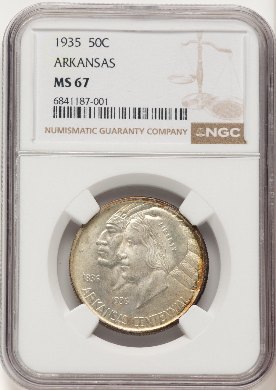 1935 50C Arkansas Commemorative Silver NGC MS67