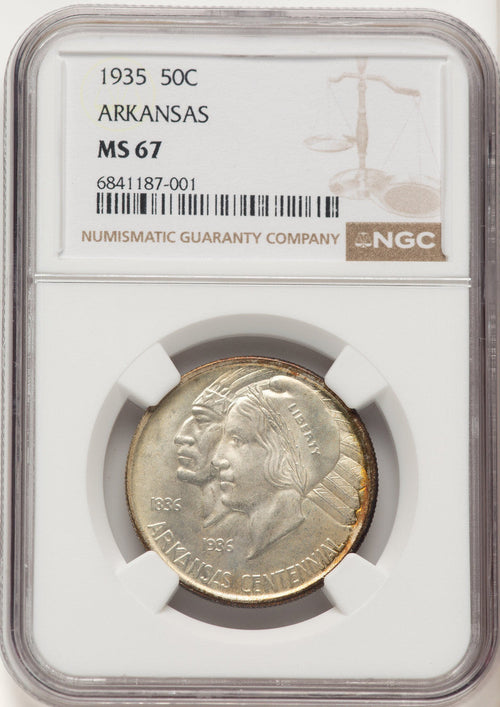 1935 50C Arkansas Commemorative Silver NGC MS67