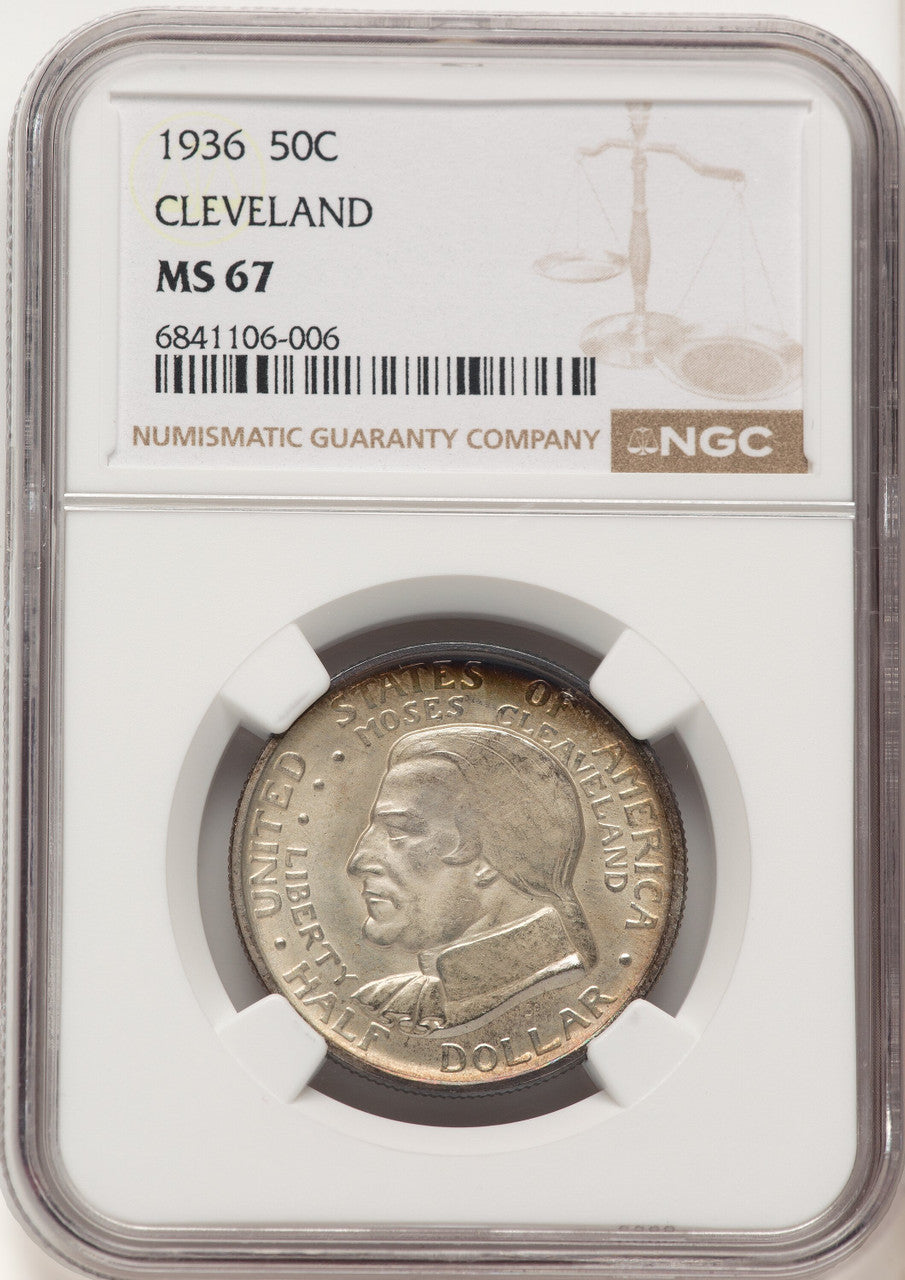 1936 50C Cleveland Commemorative Silver NGC MS67