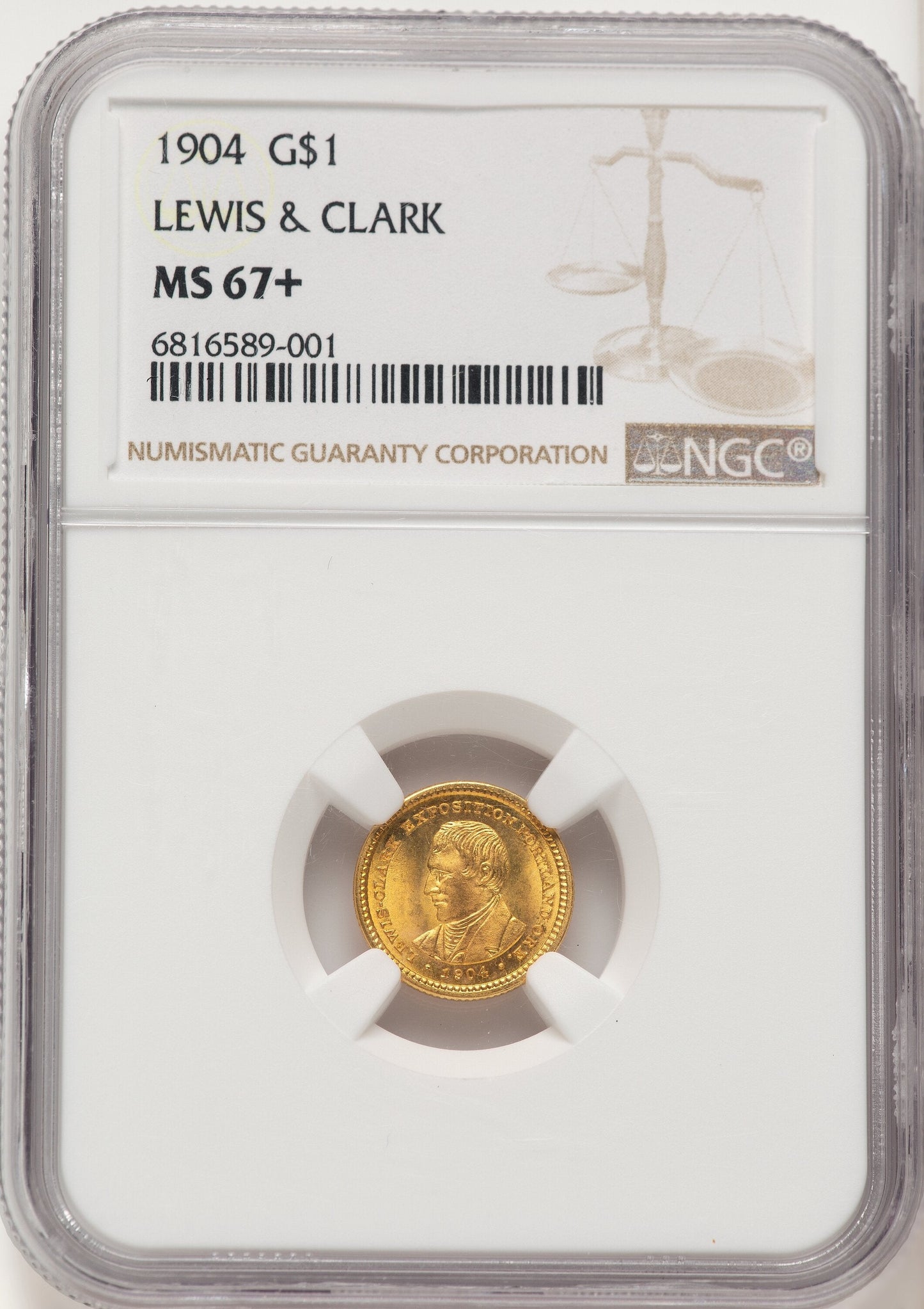 1904 G$1 Lewis and Clark Commemorative Gold NGC MS67+
