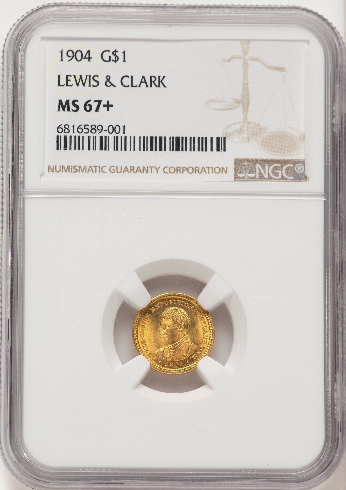 1904 G$1 Lewis and Clark Commemorative Gold NGC MS67+