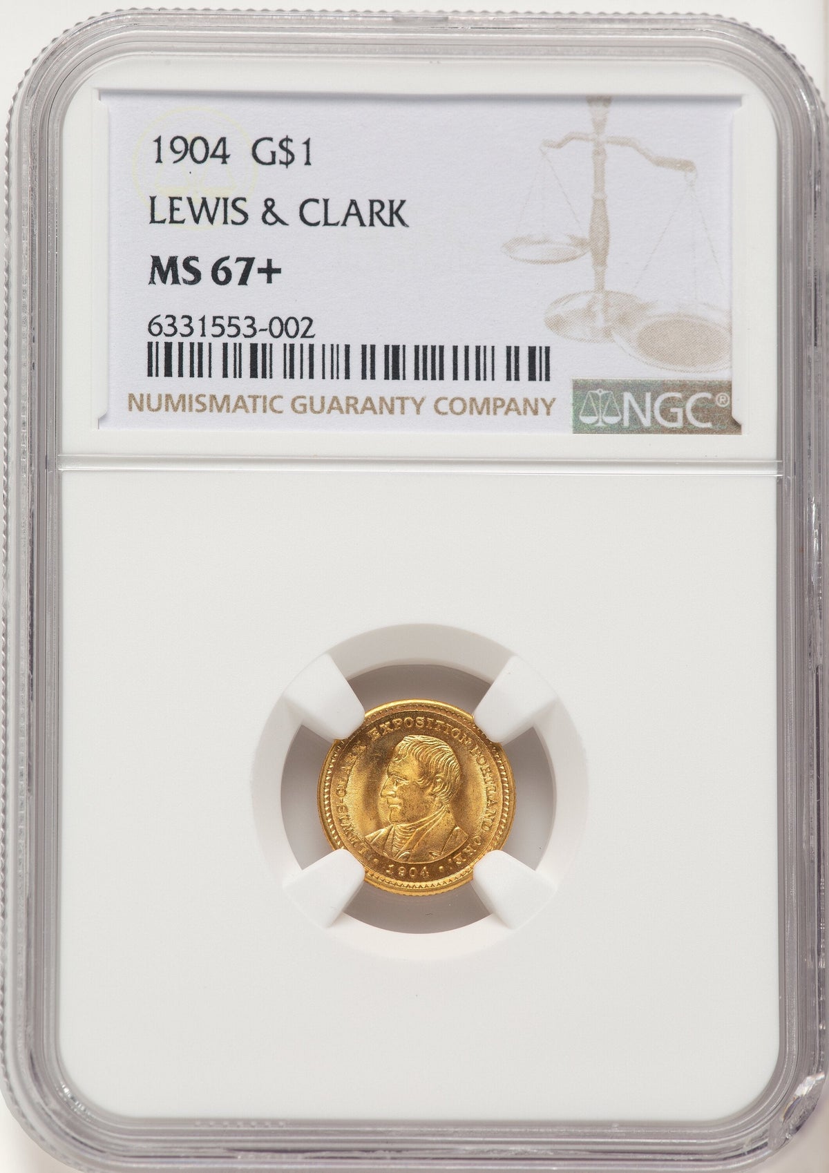 1904 G$1 Lewis and Clark Commemorative Gold NGC MS67+