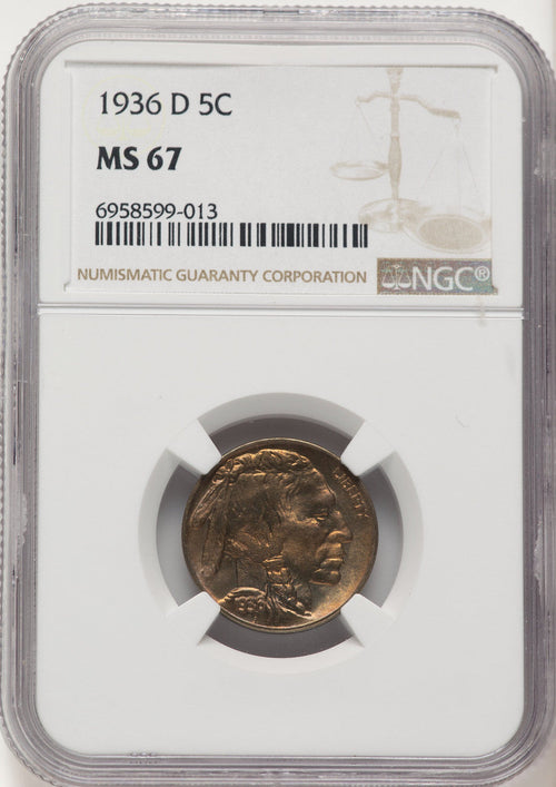 1936-D 5C Buffalo Nickel NGC MS67 (784564001)