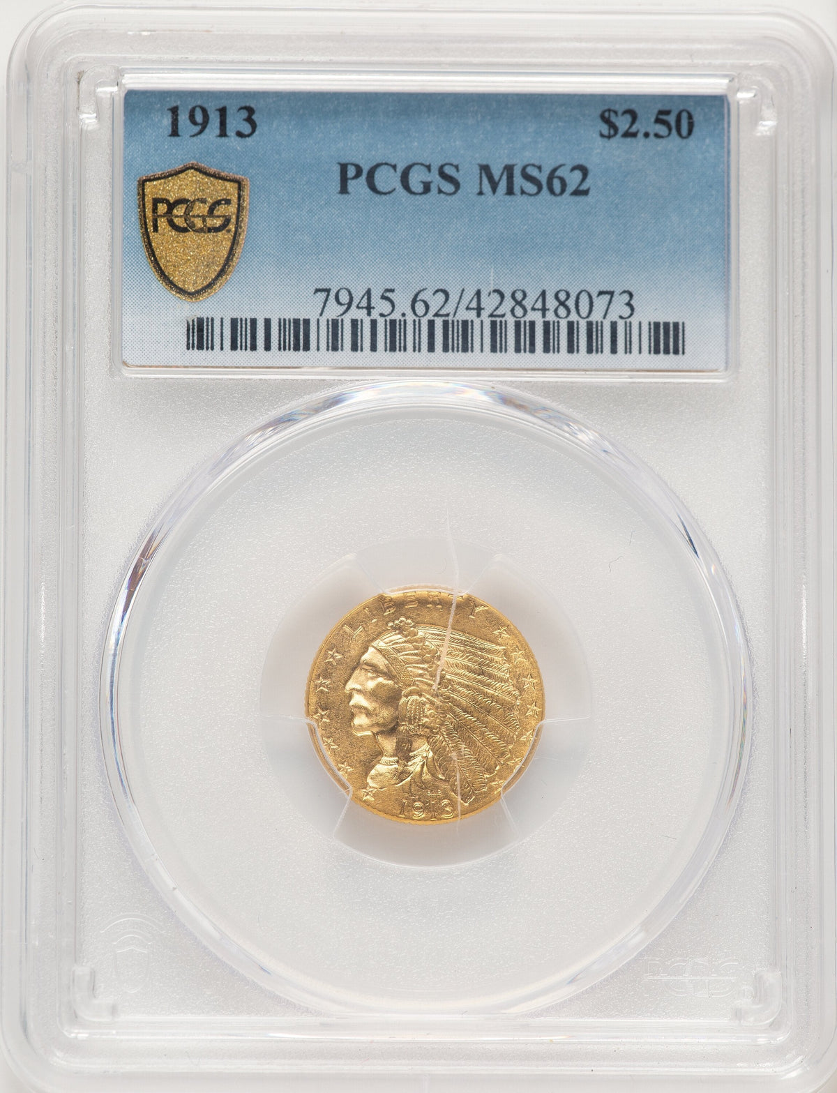 1913 $2.50 Indian Quarter Eagle PCGS MS62