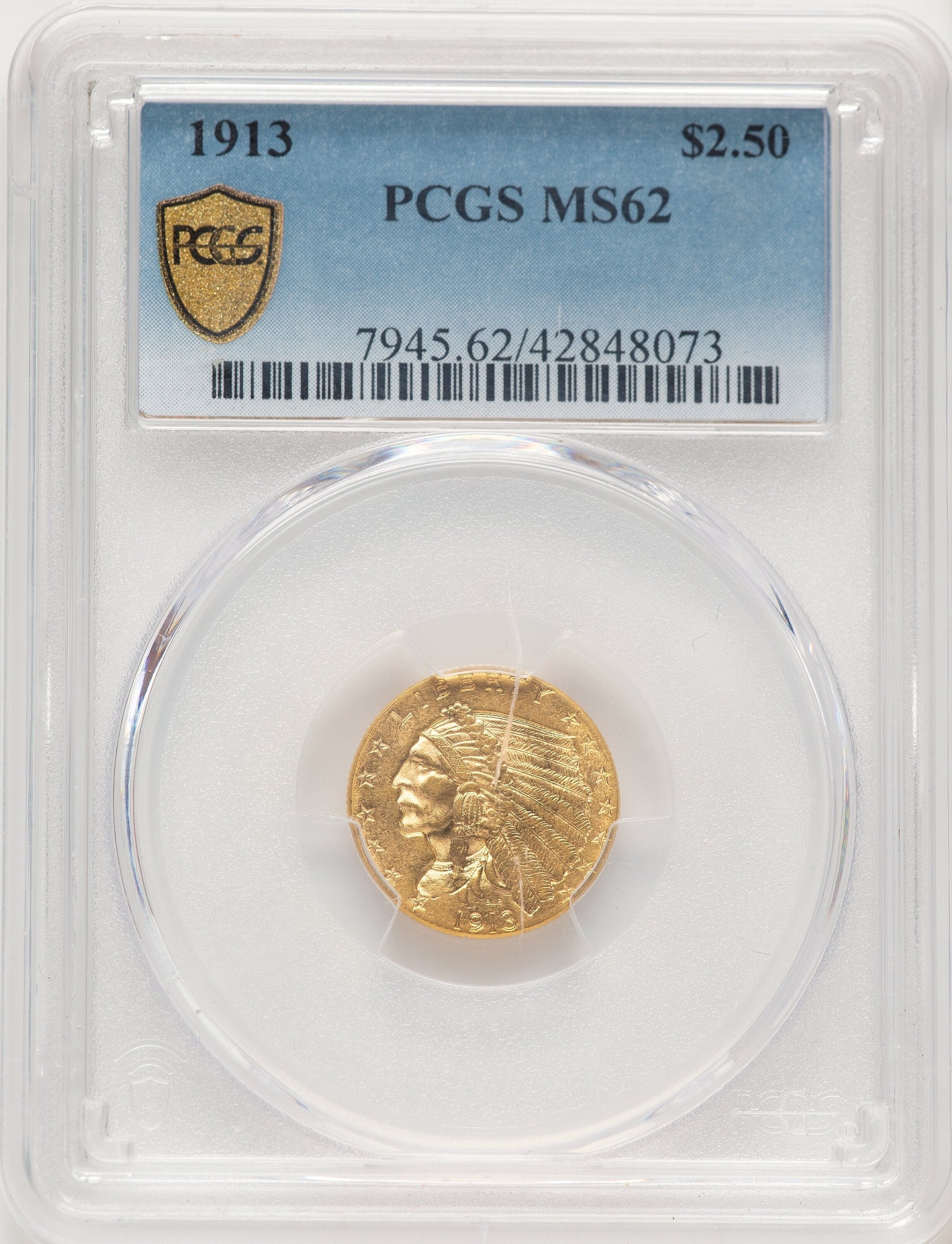 1913 $2.50 Indian Quarter Eagle PCGS MS62