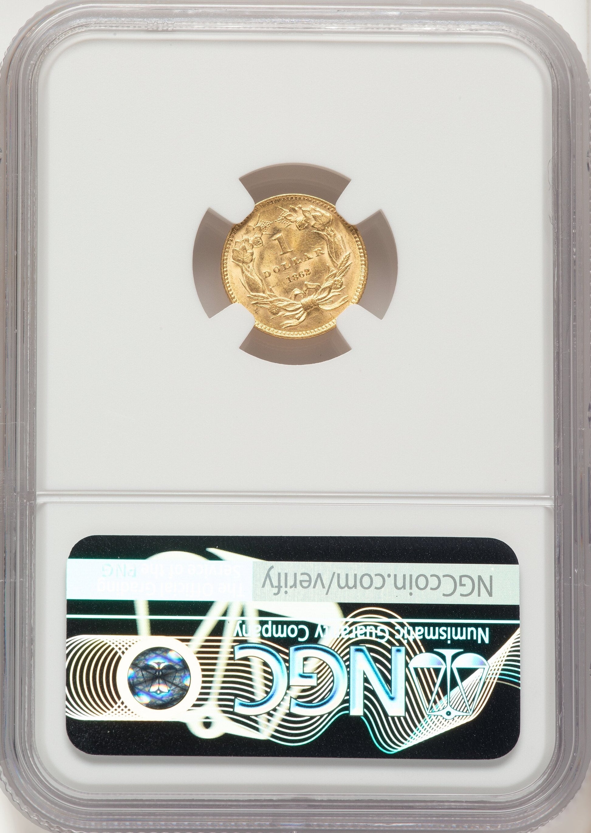 1862 G$1 Gold Dollar NGC MS62