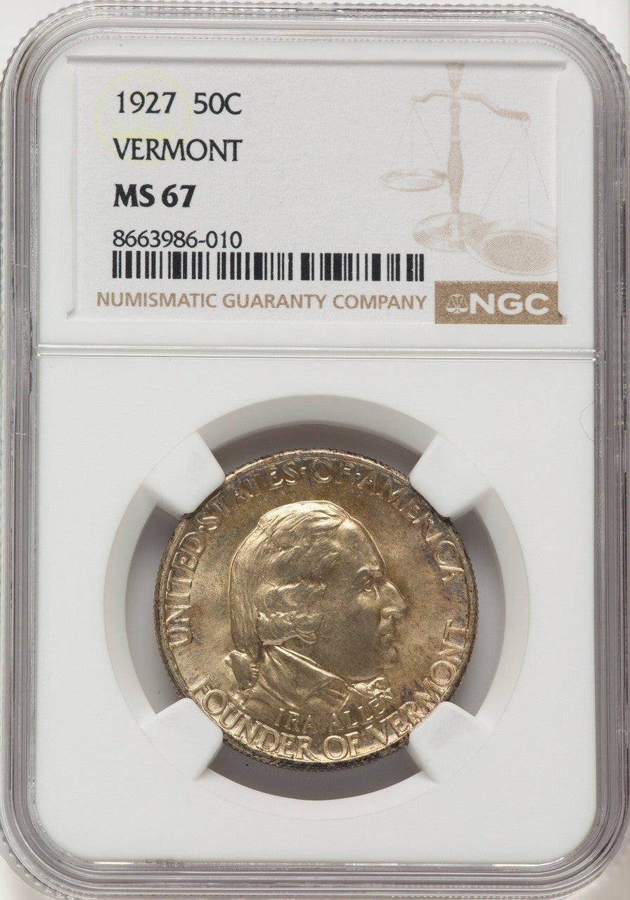 1927 50C Vermont Commemorative Silver NGC MS67