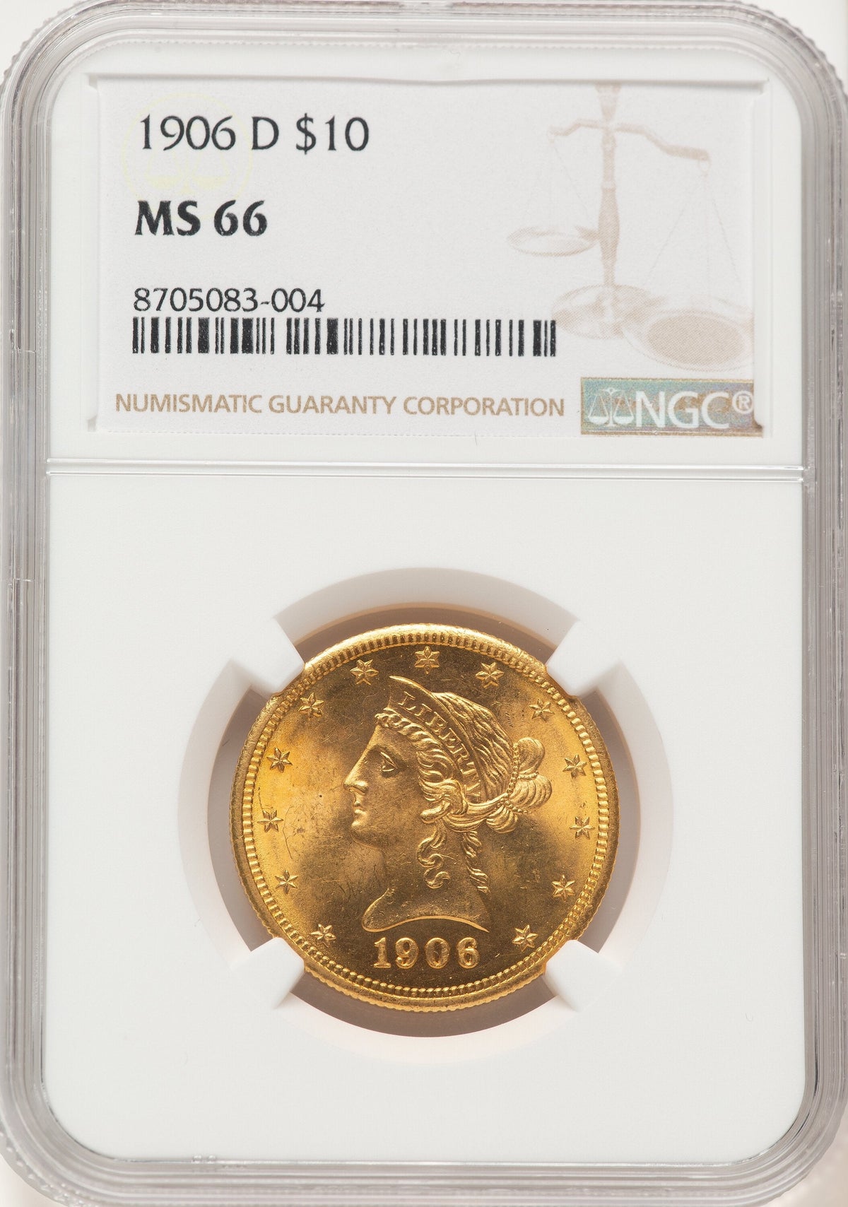 1906-D $10 Liberty Eagle NGC MS66