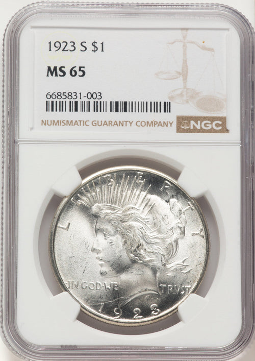 1923-S Peace Dollar NGC MS65