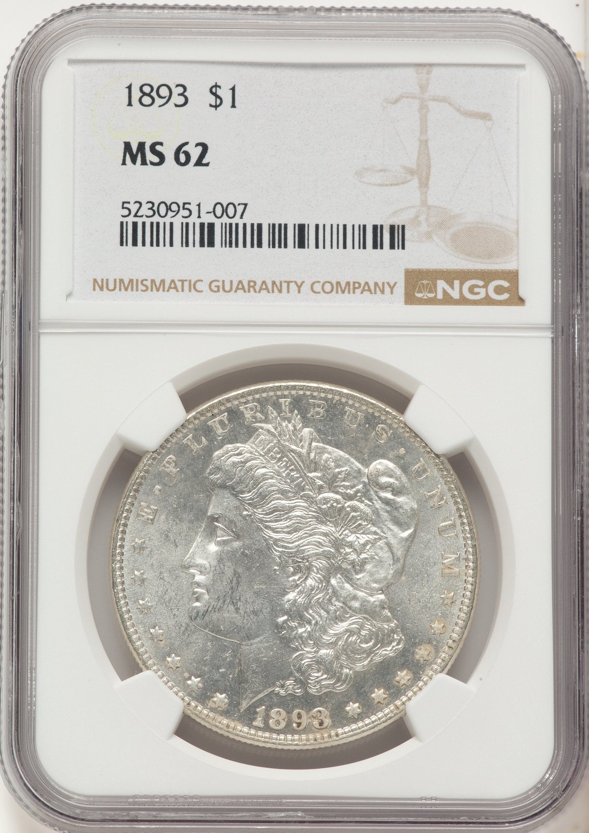 1893 Morgan Dollar NGC MS62