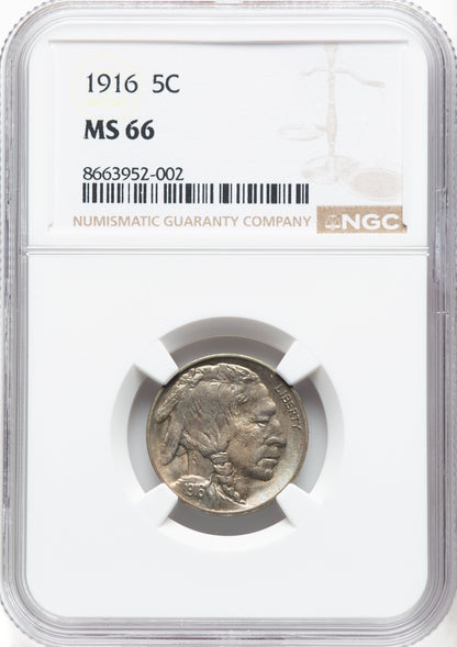 1916 5C Buffalo Nickel NGC MS66