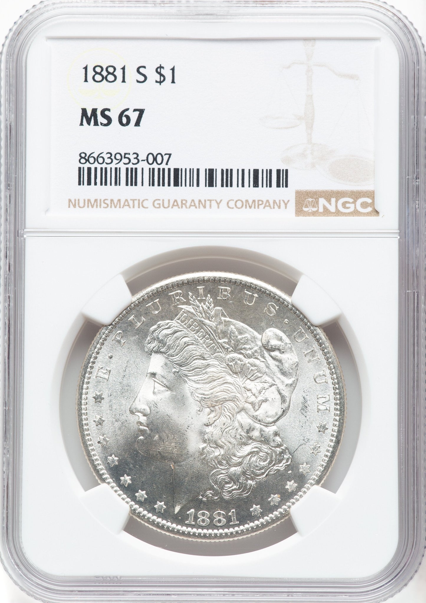 1881-S Morgan Dollar NGC MS67