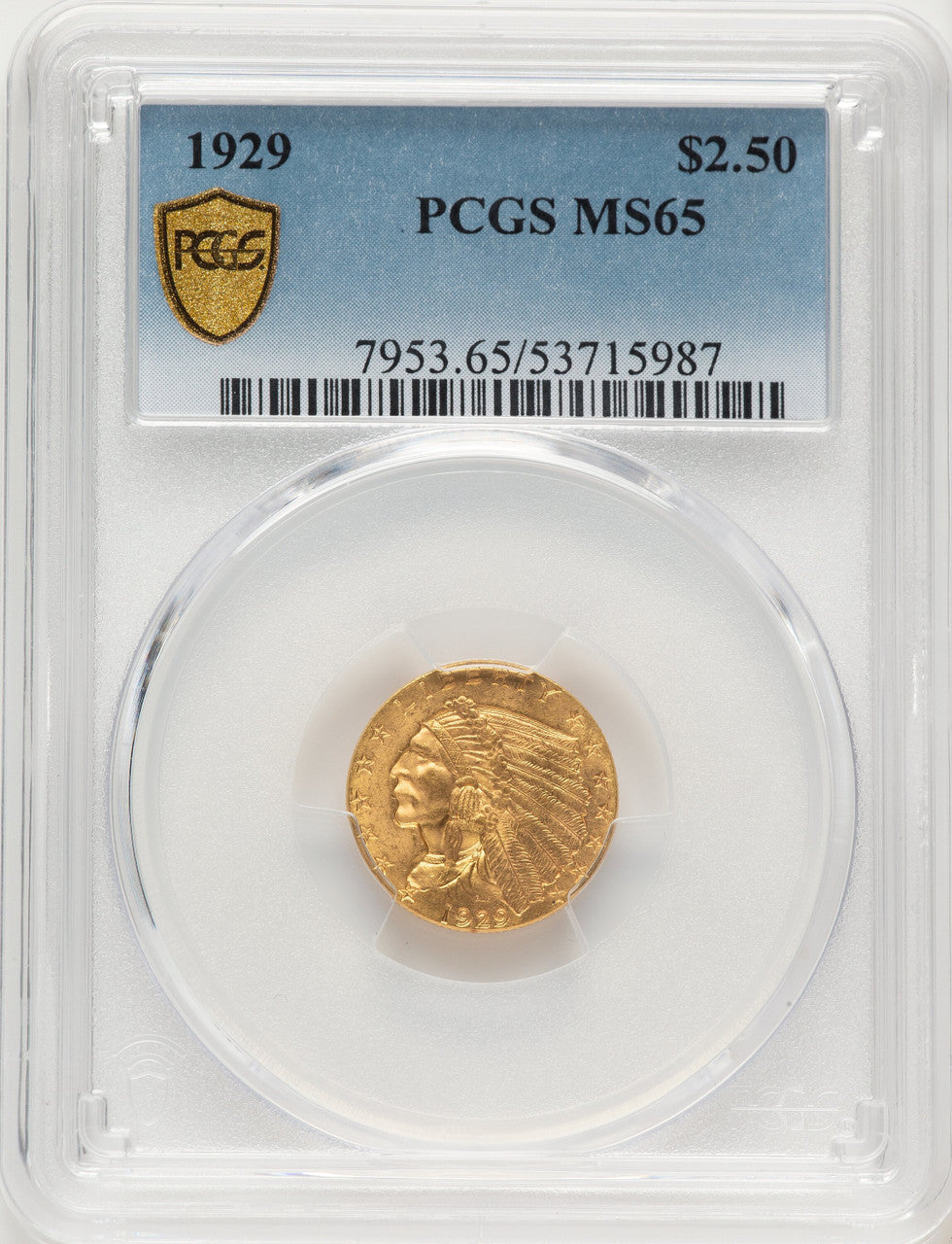 1929 $2.50 Indian Quarter Eagle PCGS MS65