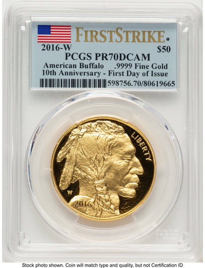 2016-W Proof Gold Buffalo 1 oz FDI FS Flag PCGS PR70