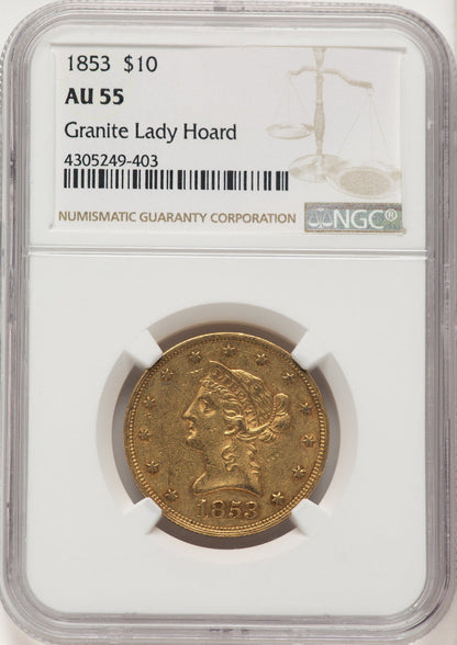 1853 $10 Liberty Eagle NGC AU55 (784623002)