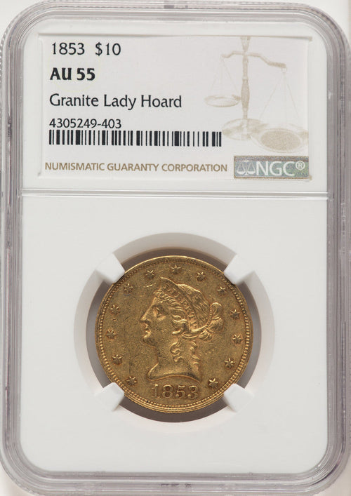1853 $10 Liberty Eagle NGC AU55 (784623002)