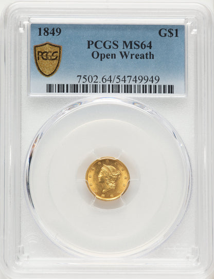1849 G$1 Gold Dollar PCGS MS64