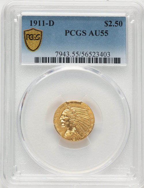 1911-D $2.50 Indian Quarter Eagle PCGS AU55