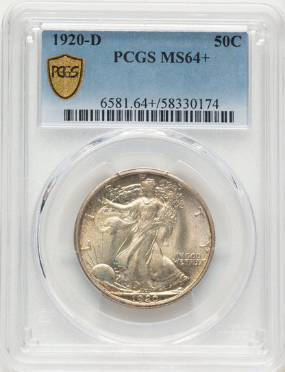1920-D 50C Walking Liberty Half Dollar PCGS MS64+
