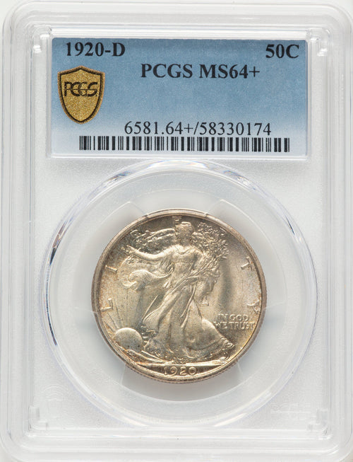 1920-D 50C Walking Liberty Half Dollar PCGS MS64+