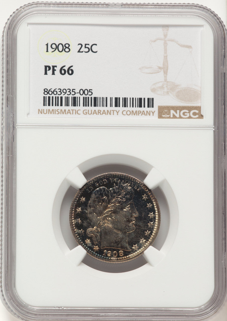 1908 25C Proof Barber Quarter NGC PR66
