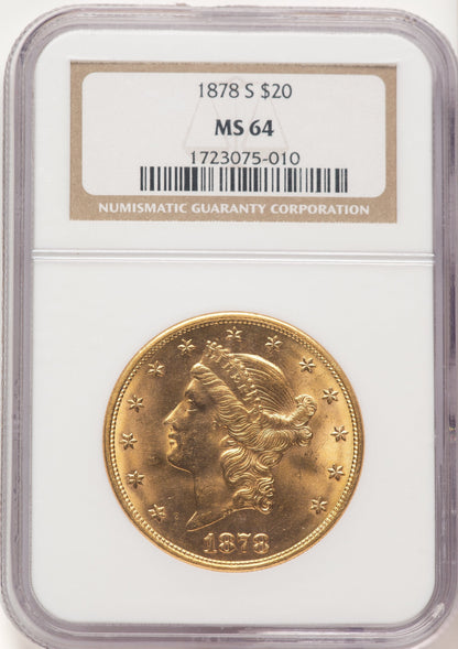 1878-S $20 Liberty Double Eagle NGC MS64