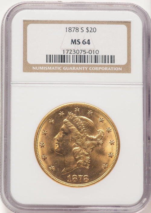1878-S $20 Liberty Double Eagle NGC MS64