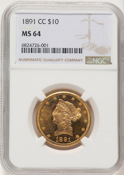 1891-CC $10 Liberty Eagle NGC MS64