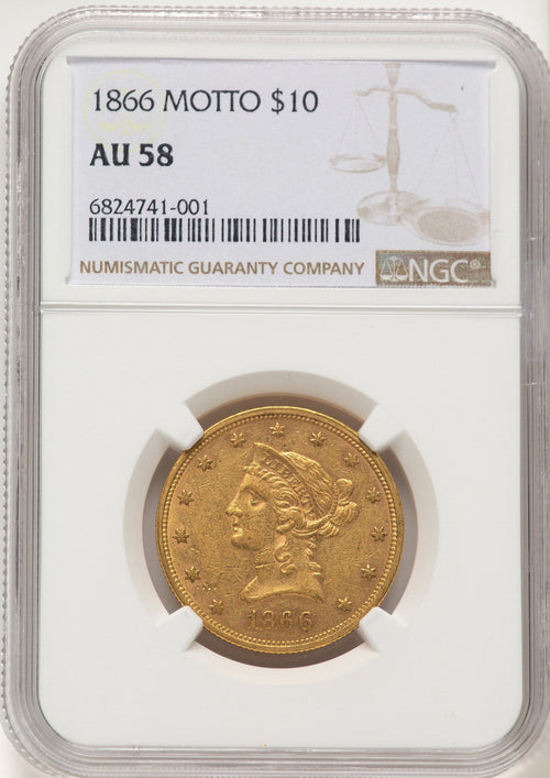 1866 $10 Liberty Eagle NGC AU58
