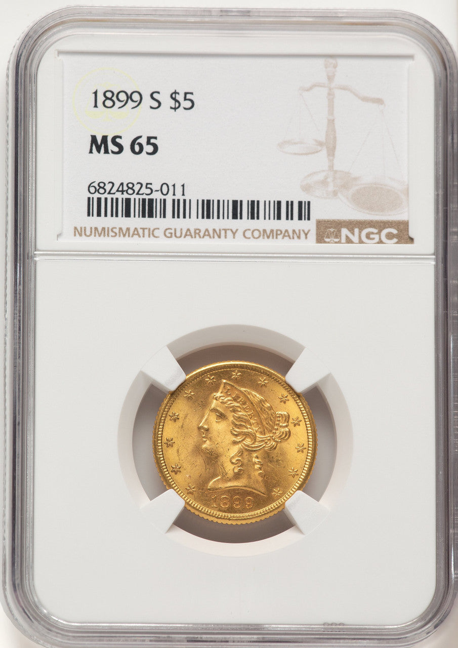 1899-S $5 Liberty Half Eagle NGC MS65
