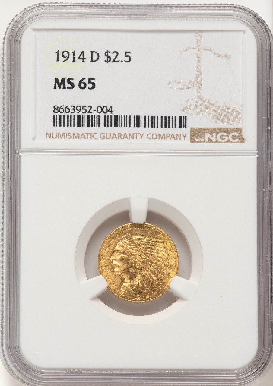 1914-D $2.50 Indian Quarter Eagle NGC MS65