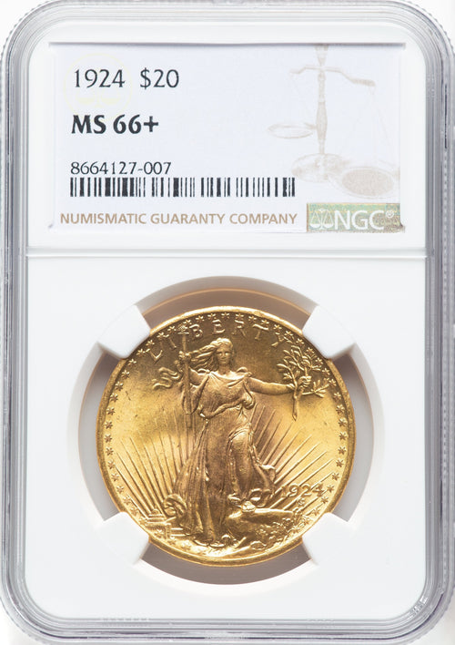 1924 $20 Saint Saint-Gaudens Double Eagle NGC MS66+