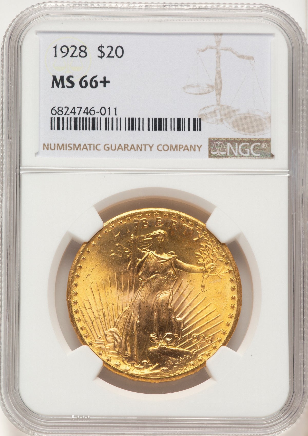 1928 $20 Saint-Gaudens Double Eagle NGC MS66+