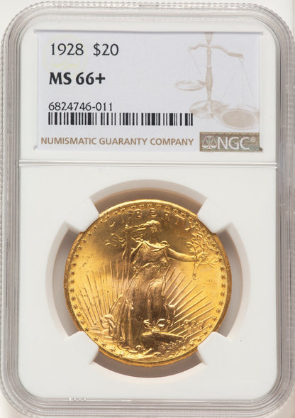 1928 $20 Saint-Gaudens Double Eagle NGC MS66+